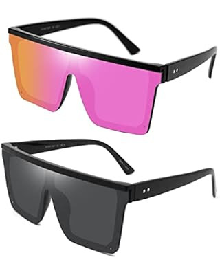 VANLINKER Big Flat Top Oversized Shield Sunglasses for Women Men Square Rimless Fashion Shades VL... | Amazon (US)