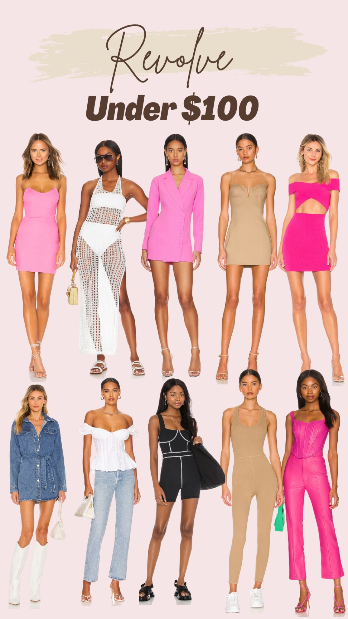 Revolve dresses under $100, night out looks, loungewear, work out sets, free people onesie, cover up, off-shoulder top, pink dress, blazer dress, denim dress, date night look, affordable fashion, fashionable finds 

#LTKSale #LTKunder100 #LTKstyletip