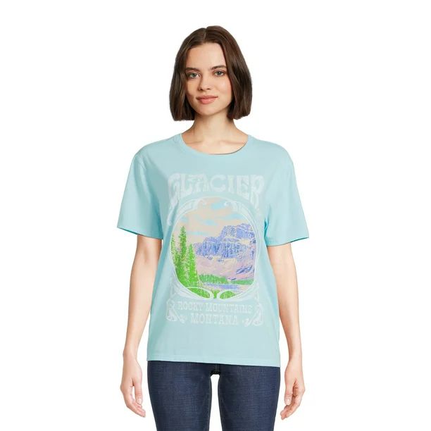 Time and Tru Women's Short Sleeve Destination Graphic Tee | Walmart (US)