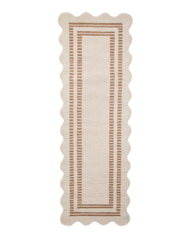 3x8 Wool Scottie Hand Tufted Scalloped Border Runner | TJ Maxx