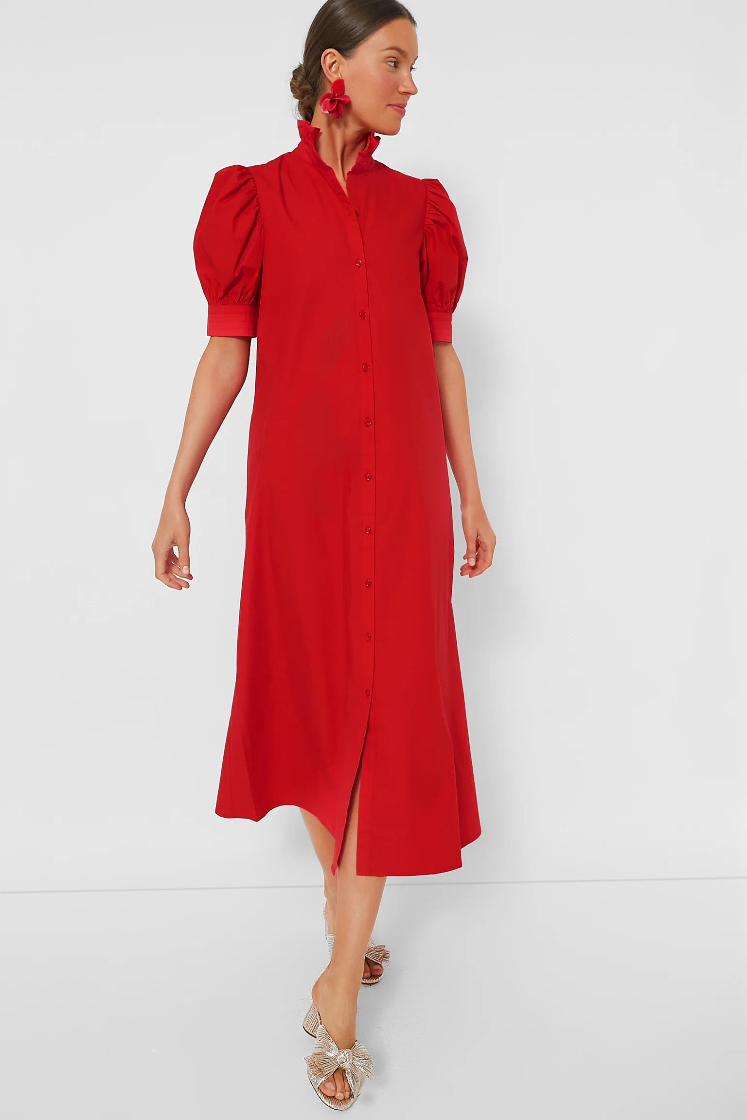 Red Ruffle Collar Louisa Maxi Dress | Tuckernuck (US)