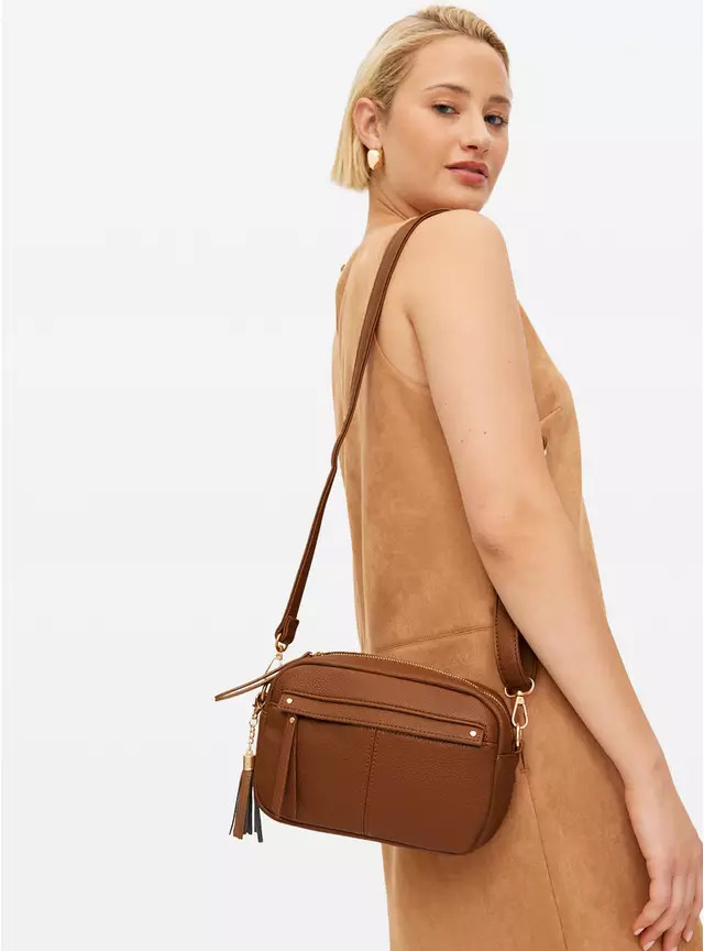 Tan Faux Leather Camera Bag  One Size | Tu Clothing