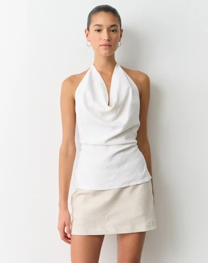 Linen Blend Cowl Neck Blouse | Glassons (Australia)