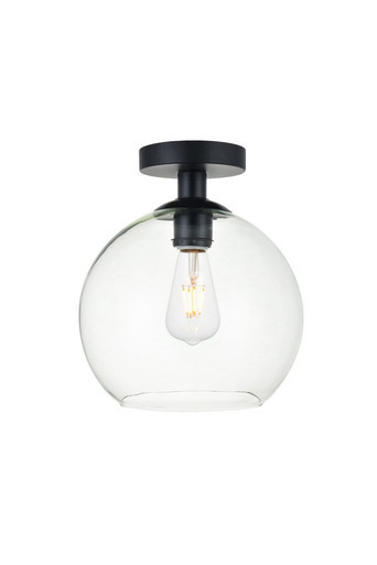 Baxter Semi-Flush Mount, 1-Light, Black, Clear Glass, 10""W (LD2210BK J18WR) | Lighting Reimagined