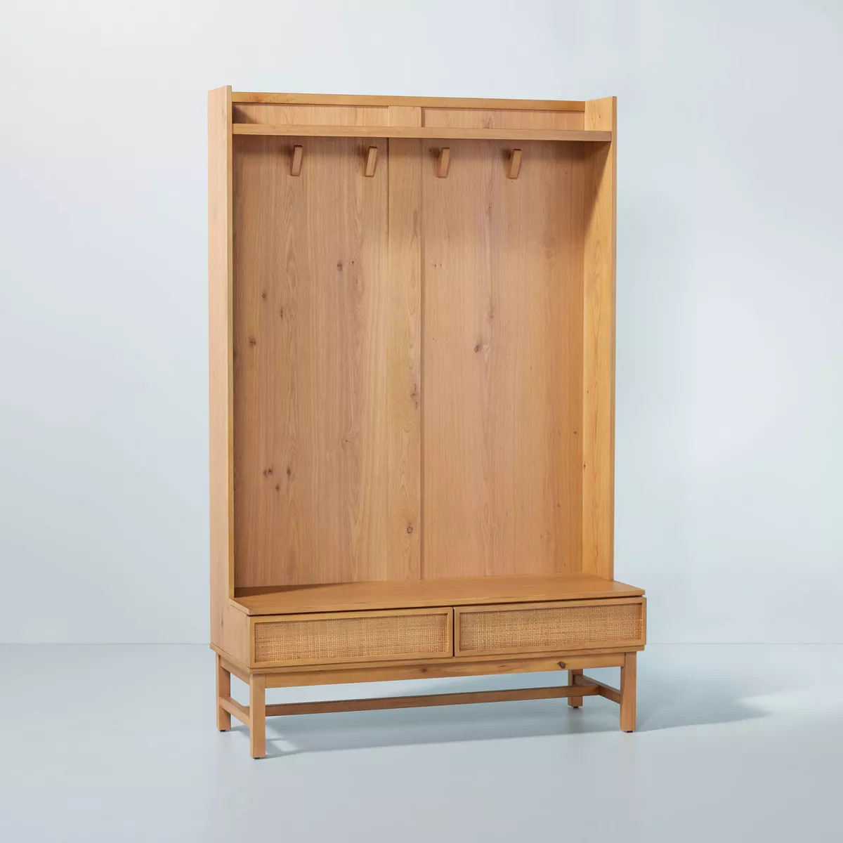 Wood & Cane Transitional Entryway Bench & Hall Tree with Drawers - Natural - Hearth & Hand™ wit... | Target
