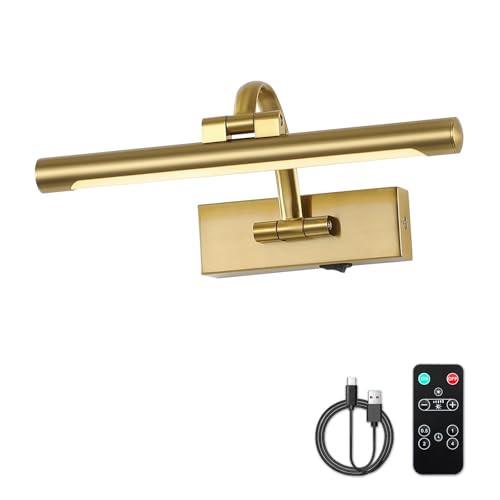 DESOOP Wireless Picture Lights for Wall Rechargeable Brass Gallery Lights Battery Operated Art Lamps with Remote and Timer Dimmable Painting Lights for Artwork Portrait Display 12 Inch 2W 2700K | Amazon (US)