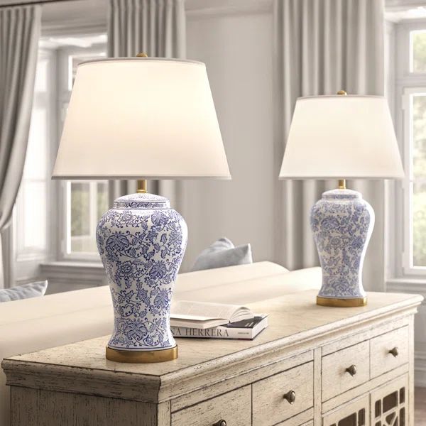 29" Blue/Off-White Table Lamp Set (Set of 2) | Wayfair North America