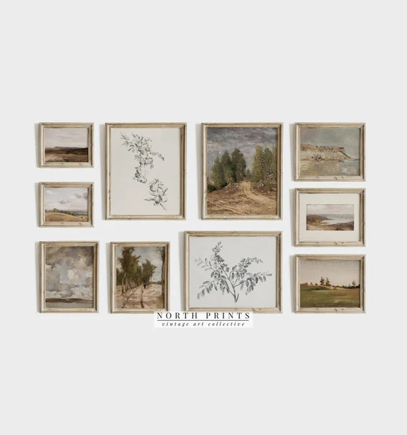 Vintage Rustic Gallery Wall Art SET of 10 | Vintage Home Decor PRINTABLE DIGITAL #S10-4 | Etsy (US)