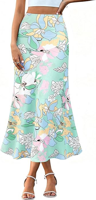 BTFBM Satin Skirts for Women Trendy Spring Summer 2026 High Waisted Leopard Print Cocktail Weddin... | Amazon (US)