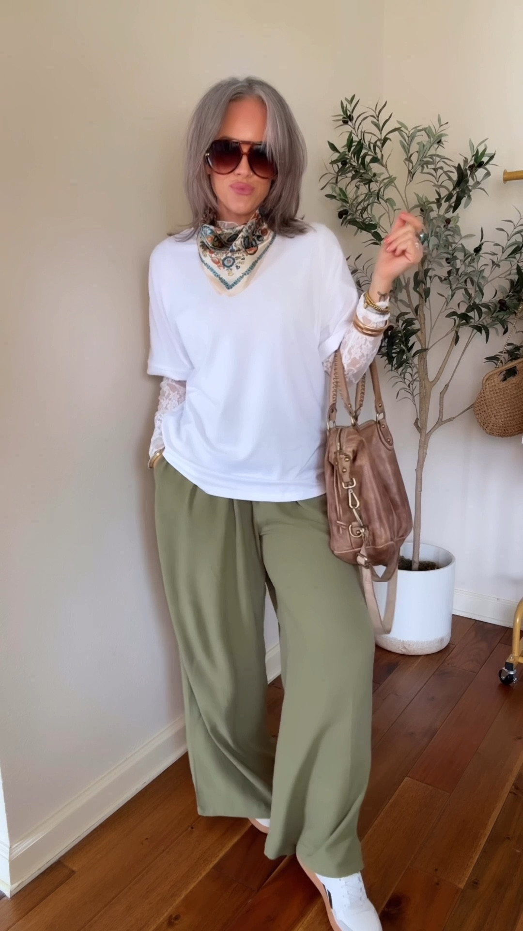 White tee: oversized in a XS 
White lace top: size small
Pants: sized up to a medium, they were a little too long at first but they did shrink in the dryer so now they’re perfect!
Cardigan: size medium
#bohovibes #bohooutfit #bohostyle #springlooks #springsvibes #millennialstyle #fashionover40 #palazzopants #widelegpants 

#LTKmomlife #LTKOver40 #LTKootd