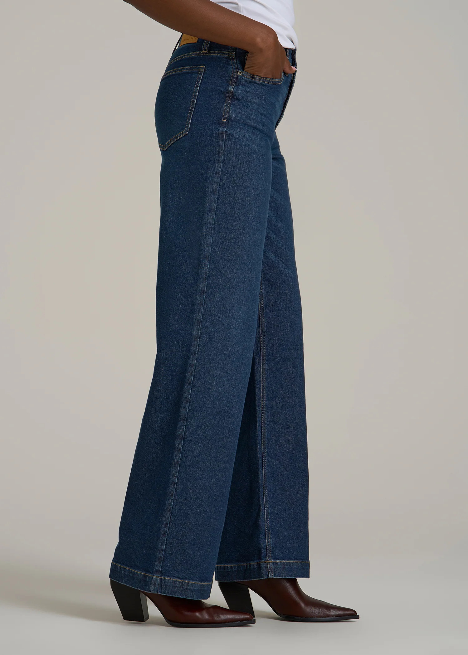 Luna High-Rise Wide-Leg Jeans for Tall Women in Dark Blue Wash | American Tall