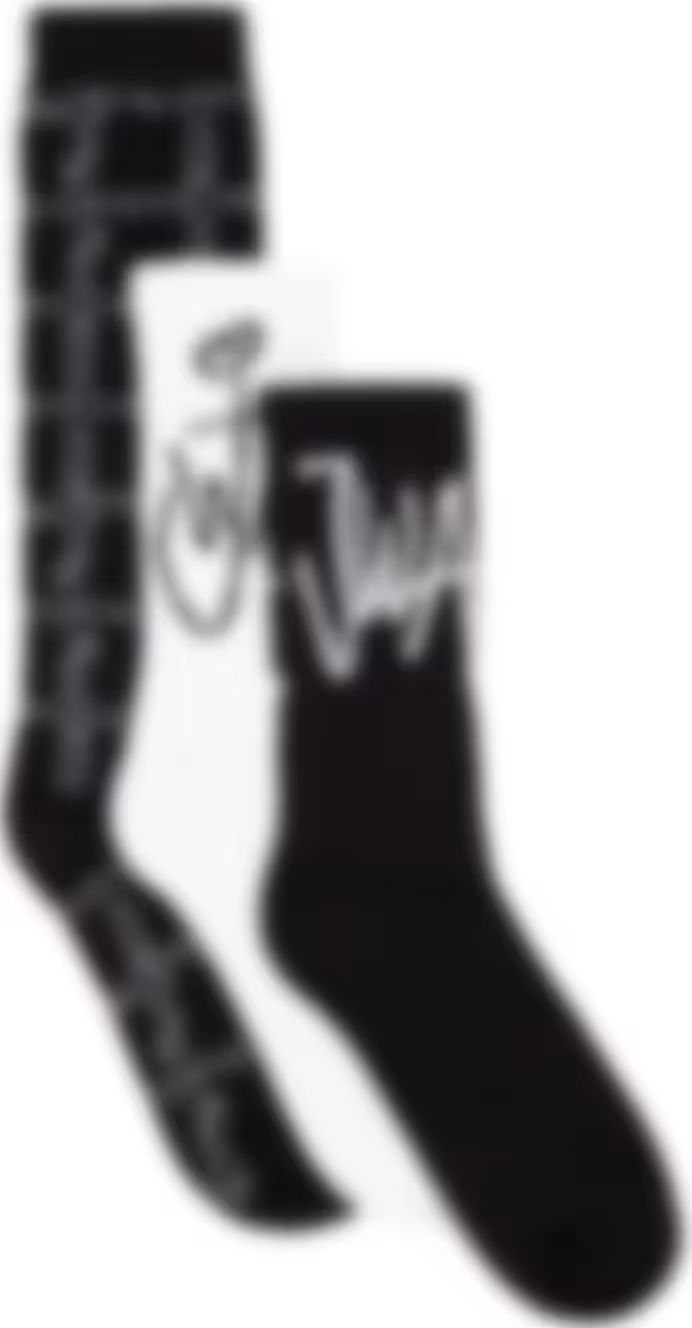 Three-Pack Black & White Logo Socks | SSENSE