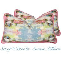 Set Of 2 12""x18"" Abstract Art Custom Laura Park Pillows With Contrast Piping - Cotton Linen Designer Pillows- Made To Order | Etsy (US)