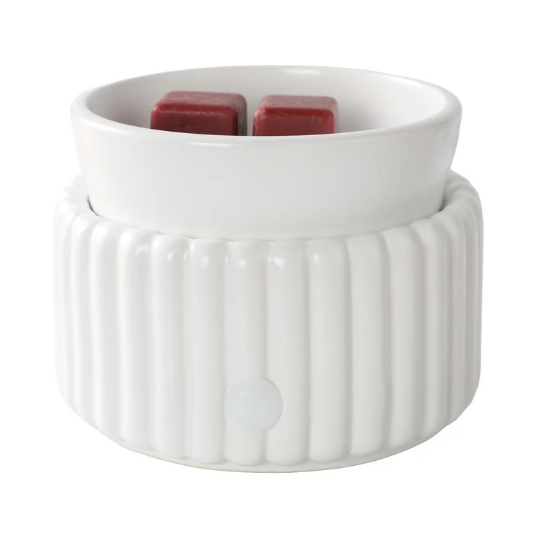 Mainstays Ribbed Ceramic Fragrance Wax Melt Warmer, Artic White | Walmart (US)