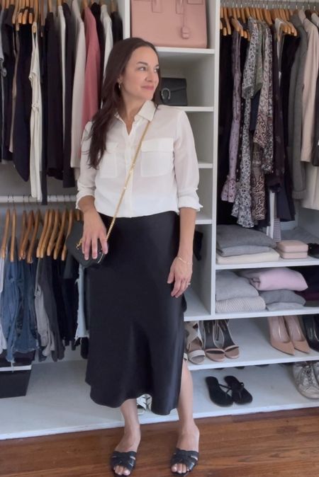 Easy look for spring with some of my favorite silk pieces. These pieces are versatile. Style the silk shirt with a pair of denim and chic sneakers. Style the skirt with an elevated tee. My silk shirt is old so I’ve linked a client favorite. 

#LTKVideo #LTKstyletip #LTKover40