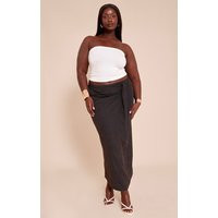 Plus Black Peachskin Drape Front Maxi Skirt | PrettyLittleThing US