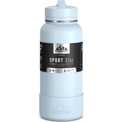 Hydrapeak 32oz Sport Stainless Steel Insulated Water Bottle With Spill Proof Straw Lid And Matching Rubber Sport Boot (Powder Blue) | Target