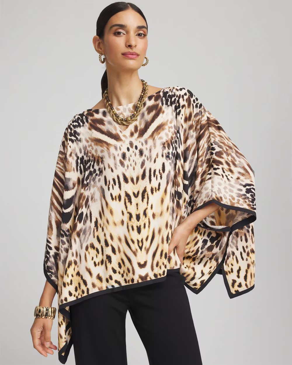 Crepe Animal Print Pullover Poncho | Chico's