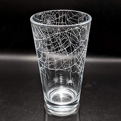 SPIDERWEBS Engraved Beer Pint Glass | Great Monster Scary Halloween Holiday Gift Idea & Decor! | Amazon (US)