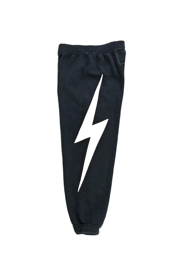 KIDS BOLT PRINT SWEATPANTS - CHARCOAL // WHITE | Aviator Nation