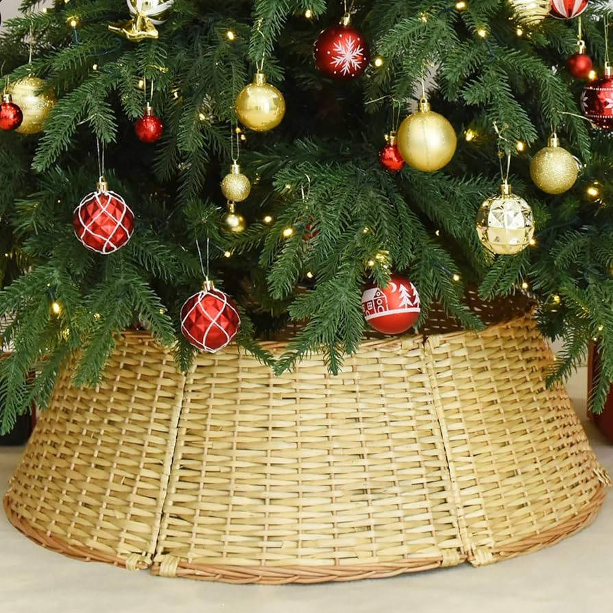 Rocinha Christmas Tree Collar Natural Wicker Tree Collar Rustic Christmas Tree Basket Base Woven ... | Amazon (US)