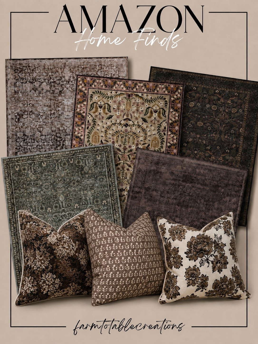 Amazon Rugs + Pillow Finds 🤎

The easiest way to give a room that cozy, collected look? Layer in rich pattern and texture. These Amazon rugs and pillow covers bring together warm browns, muted greens, vintage-inspired florals and earthy neutrals for a look that feels timeless rather than overly seasonal.

Follow @farmtotablecreations on Instagram for more cozy home finds and trending decor.

I love how easily these pieces can work into a living room, bedroom or entryway. Mix the patterned pillows with a neutral sofa and pair one of these vintage-style rugs with warm woods for an effortless, designer-inspired space.

#LTKHome #AmazonFinds #AmazonHome #AmazonHomeFinds #AmazonDecor #AmazonRugs #AmazonPillows #RugFinds #PillowCovers #NeutralHome #CozyHome #VintageInspired #EarthyHome #HomeDecor #HomeInspo

#LTKHome #LTKSaleAlert