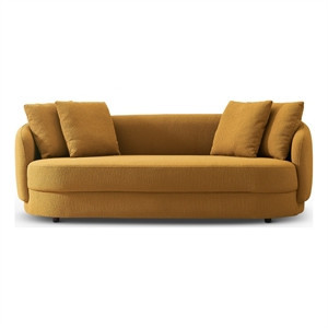 Perten Japandi Mid-Century Living Room Dark Yellow Fabric Sofa | Cymax