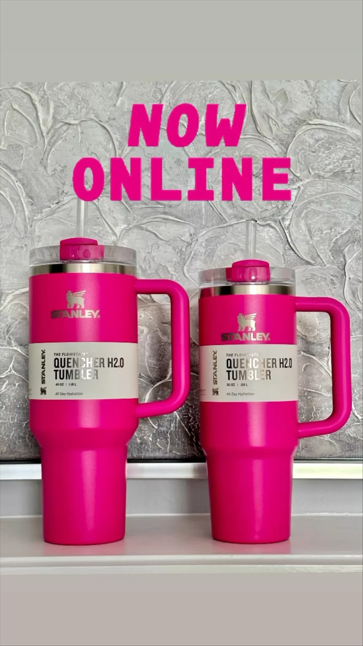 I'm absolutely in LOVE with this bright pink 40oz Stanley Cup! Bought , Stanley Cup