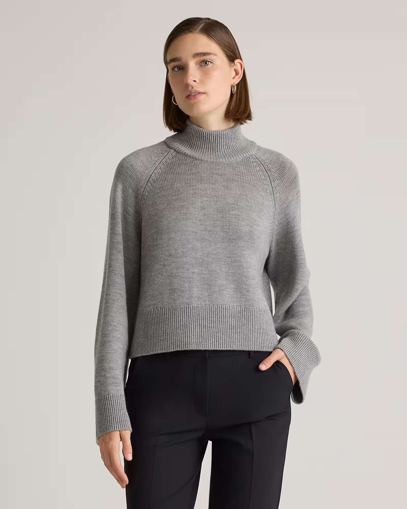 Australian Merino Wool Cropped Mock Neck Sweater | Quince