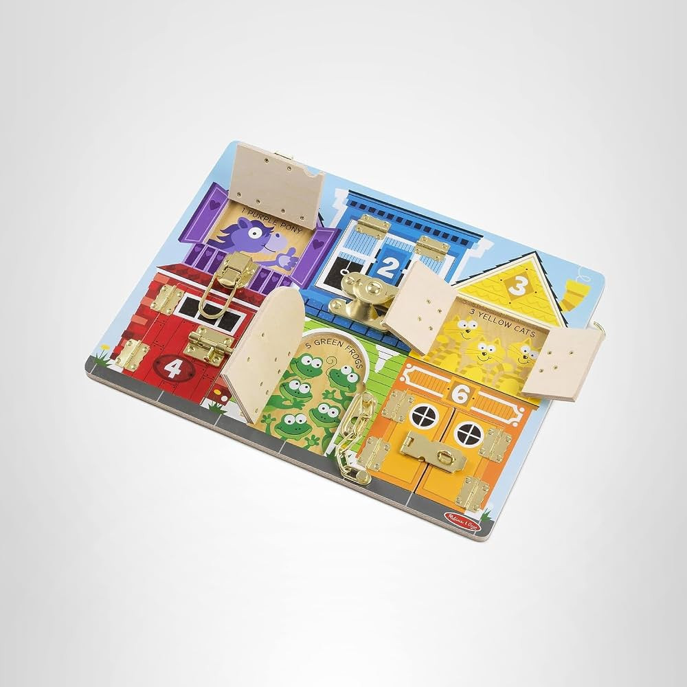 Melissa & Doug Wooden Latches Board Sensory Activity Toy for Kids, Doors and Locks Toy, Wooden Bu... | Amazon (US)