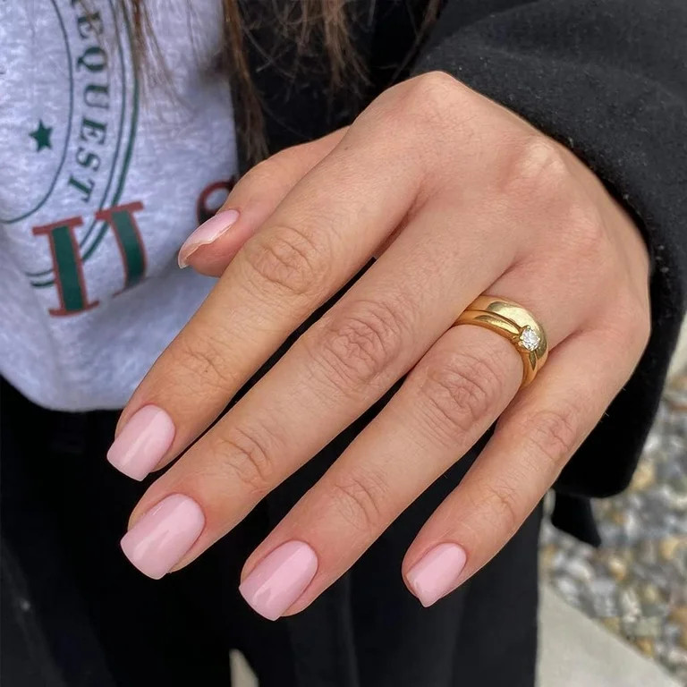 Baby Pink Press on Nails Short, Round Fake Nails for Women Really Short Nails Press-on,Natural Gl... | Walmart (US)