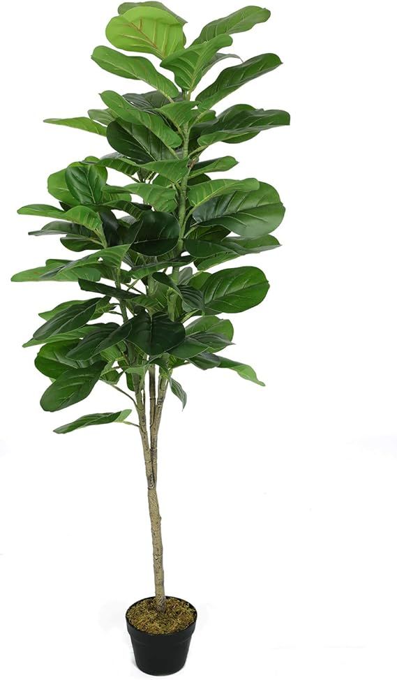 VIAGDO Artificial Fiddle Leaf Fig Tree 5ft Fake Ficus Lyrata Plant with Pot 70 Leaves Faux Fig Tr... | Amazon (US)