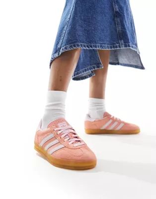 adidas Originals Gazelle Indoor gum sole sneakers in orange and pink | ASOS (Global)