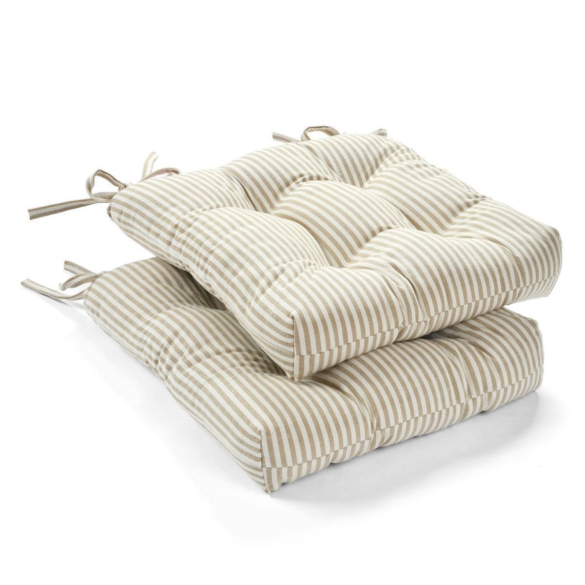 2pk Cotton Farmhouse Ticking Stripe Chair Pads - Lush Décor | Target