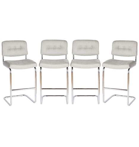 Set of Four Chrome Cantilever Bar Stools | Rejuvenation