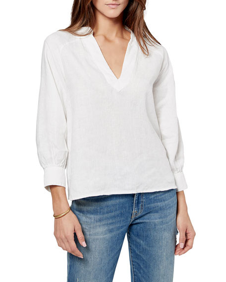 Joie Perci Linen Puff-Sleeve Top | Neiman Marcus