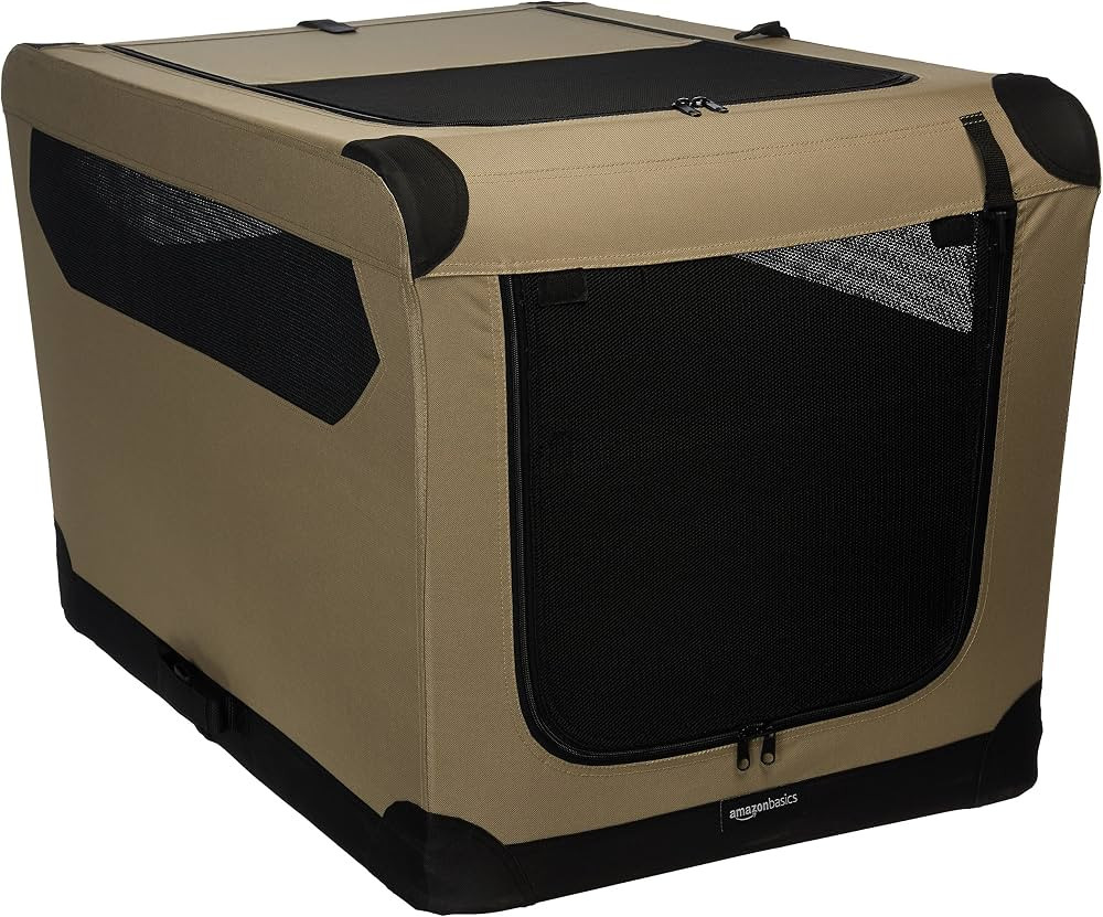 Amazon Basics 2-Door Collapsible Soft-Sided Folding Travel Crate Dog Kennel, Large, 24 x 24 x 36 ... | Amazon (US)