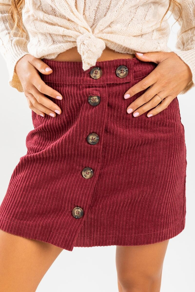 Electra Button Front Mini Skirt | Francesca’s Collections