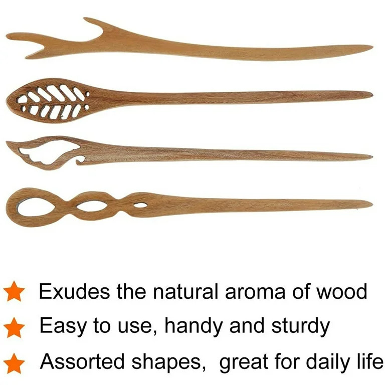 Valatala 4 Pcs Vintage Retro Hair Sticks Antique Chinese Japanese Wood Hair Pins Picks Wood Long ... | Walmart (US)