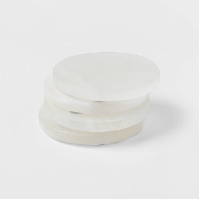 4pk Marble Alabaster Coasters - Threshold™: Stone Drink Coasters, Traditional Style, Spot Clean, 10.16cm, Set of 4 | Target