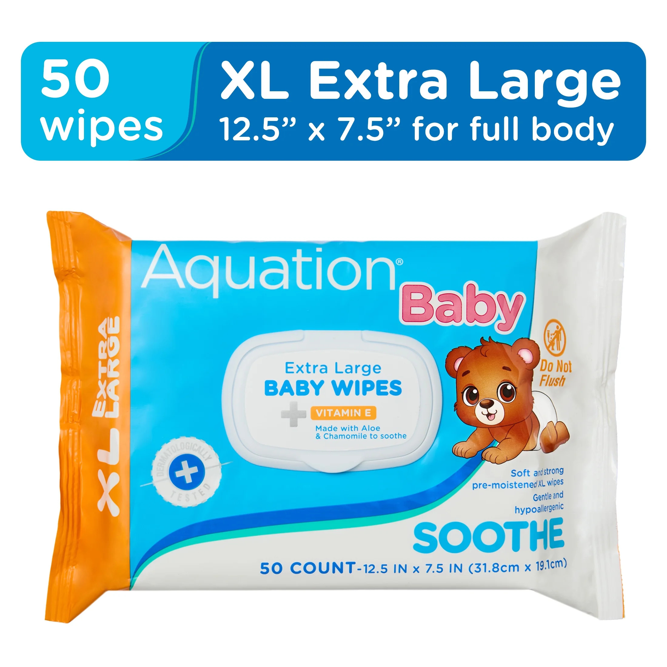 Aquation Baby XL Wipe Soothe with Vitamin E, 50 Count | Walmart (US)