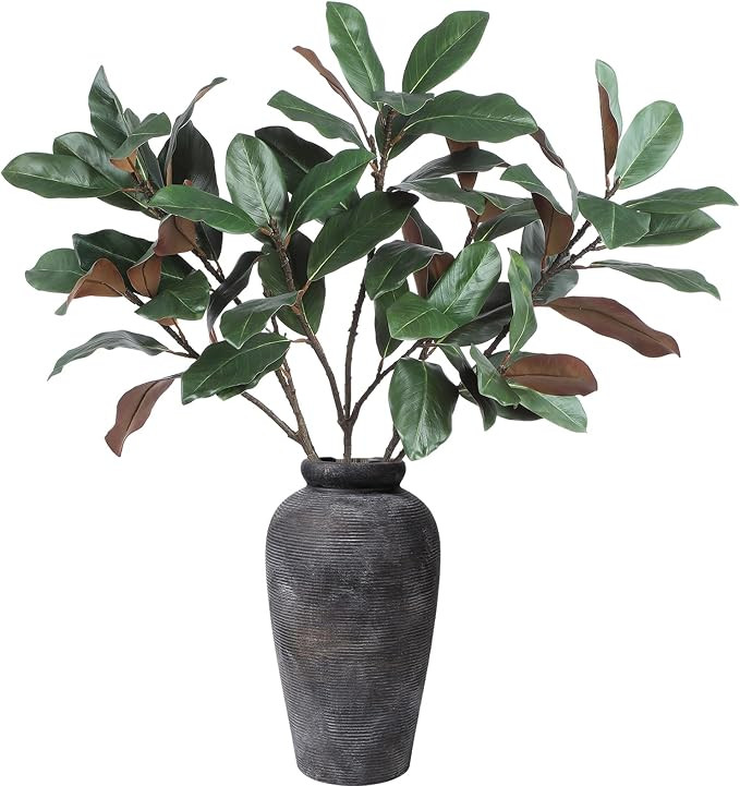 Coferset 3pcs Real Touch Artificial Magnolia Branches Stems,45" | Long Stem Faux Magnolia Leaves ... | Amazon (US)