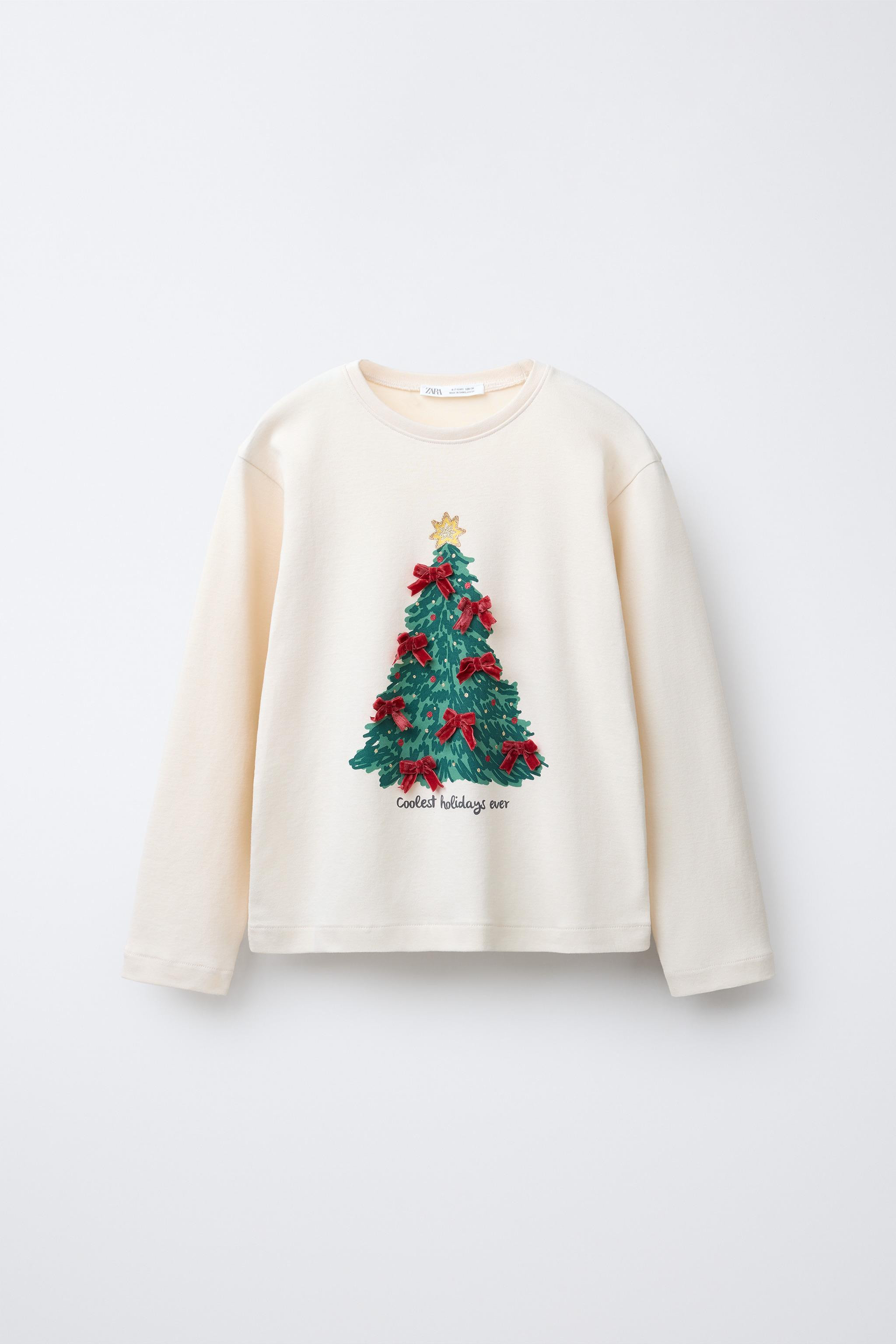 AGES 6-14 / TREE PRINT VELVET RIBBON PYJAMAS | Zara UK