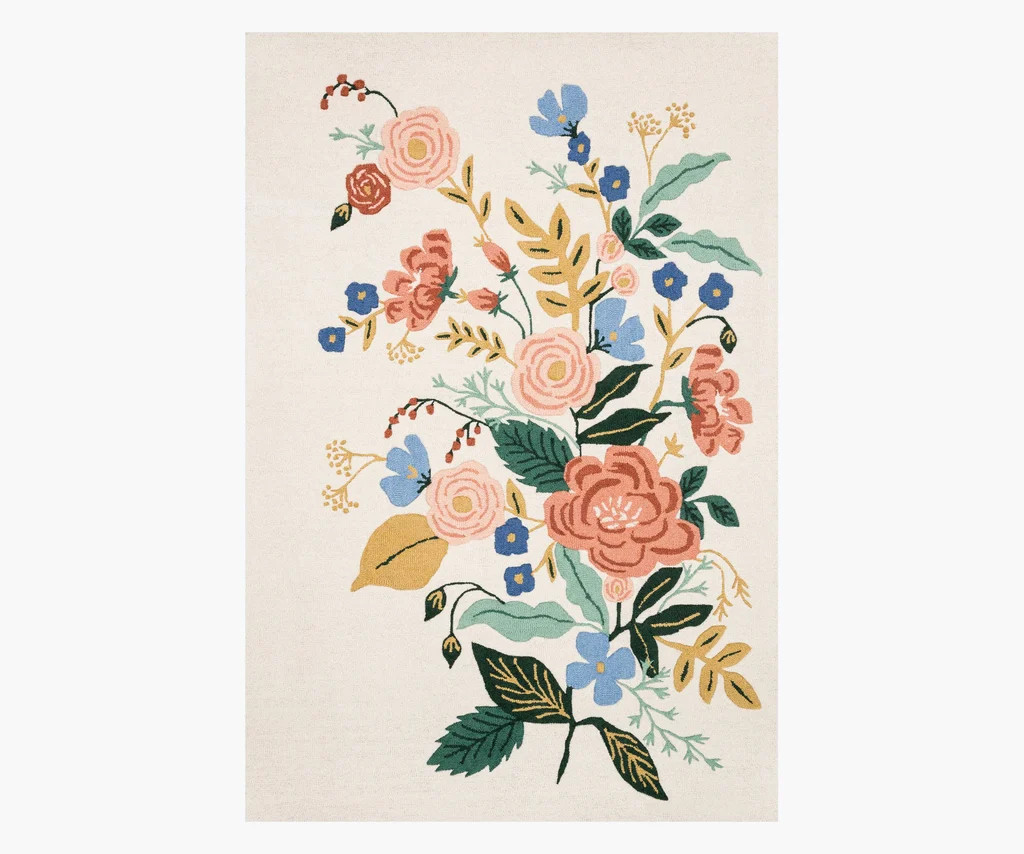 Les Fleurs Floral Vines Wool-Hooked Rug - Ivory | Rifle Paper Co.
