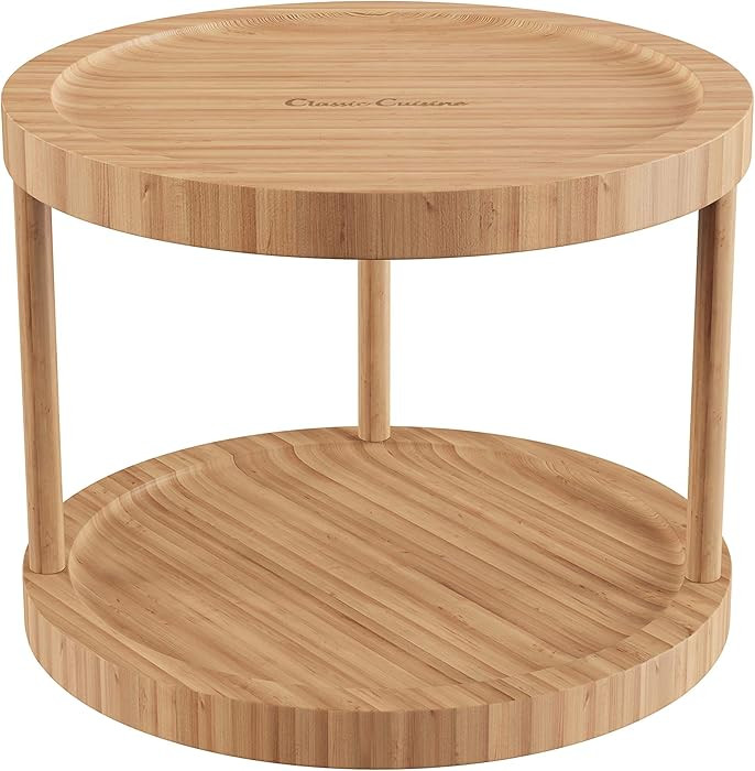 Classic Cuisine Lazy Susan – All-Natural Bamboo Round Two Tier Turntable Kitchen, Pantry and Va... | Amazon (US)