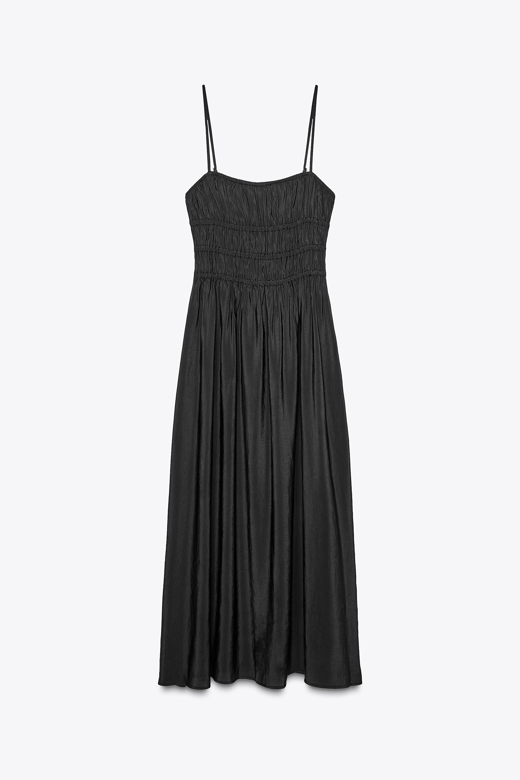 FLOWING MIDI DRESS WITH ELASTICATED DETAIL | Zara UK