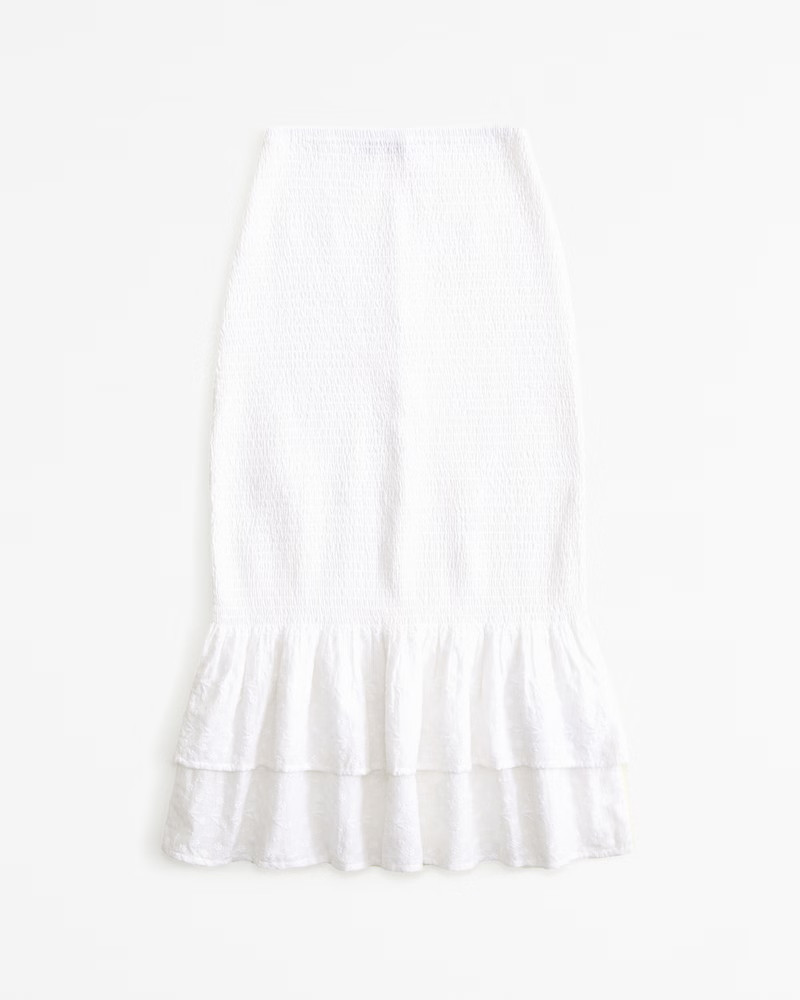 Eyelet Smocked Midi Skirt | Abercrombie & Fitch (US)