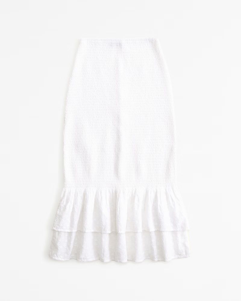 Eyelet Smocked Midi Skirt | Abercrombie & Fitch (US)