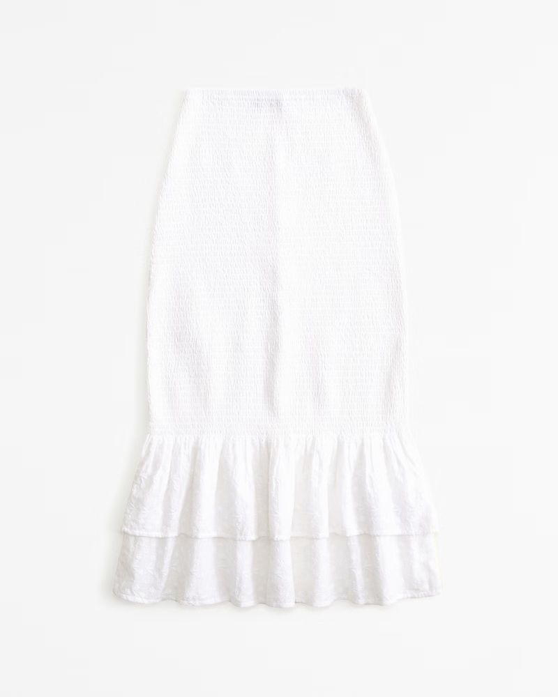 Women's Smocked Midi Skirt | Women's Bottoms | Abercrombie.com | Abercrombie & Fitch (US)