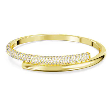 Dextera bangle, Magnetic closure, White, Gold-tone plated by SWAROVSKI | SWAROVSKI